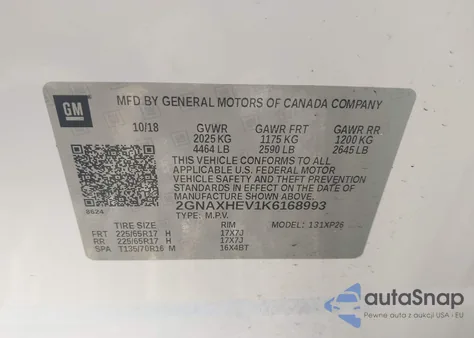 2019 Chevrolet Equinox Ls from USA, damaged, VIN 2GNAXHEV1K6168993